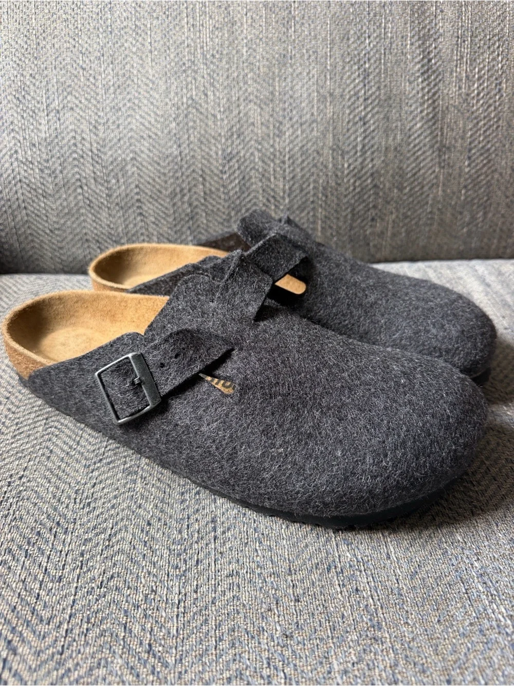 Birkenstock Boston Men’s Anthracite Wool Felt Clogs Size Eu 43/US 10